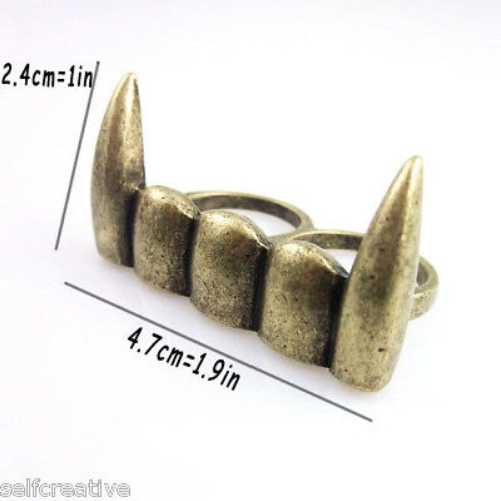 Dracula Vampire Two Finger Ring, Double Finger - image 3